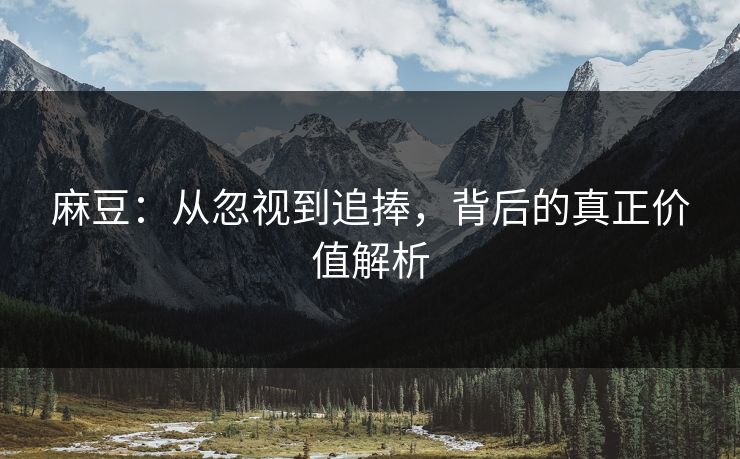 麻豆：从忽视到追捧，背后的真正价值解析